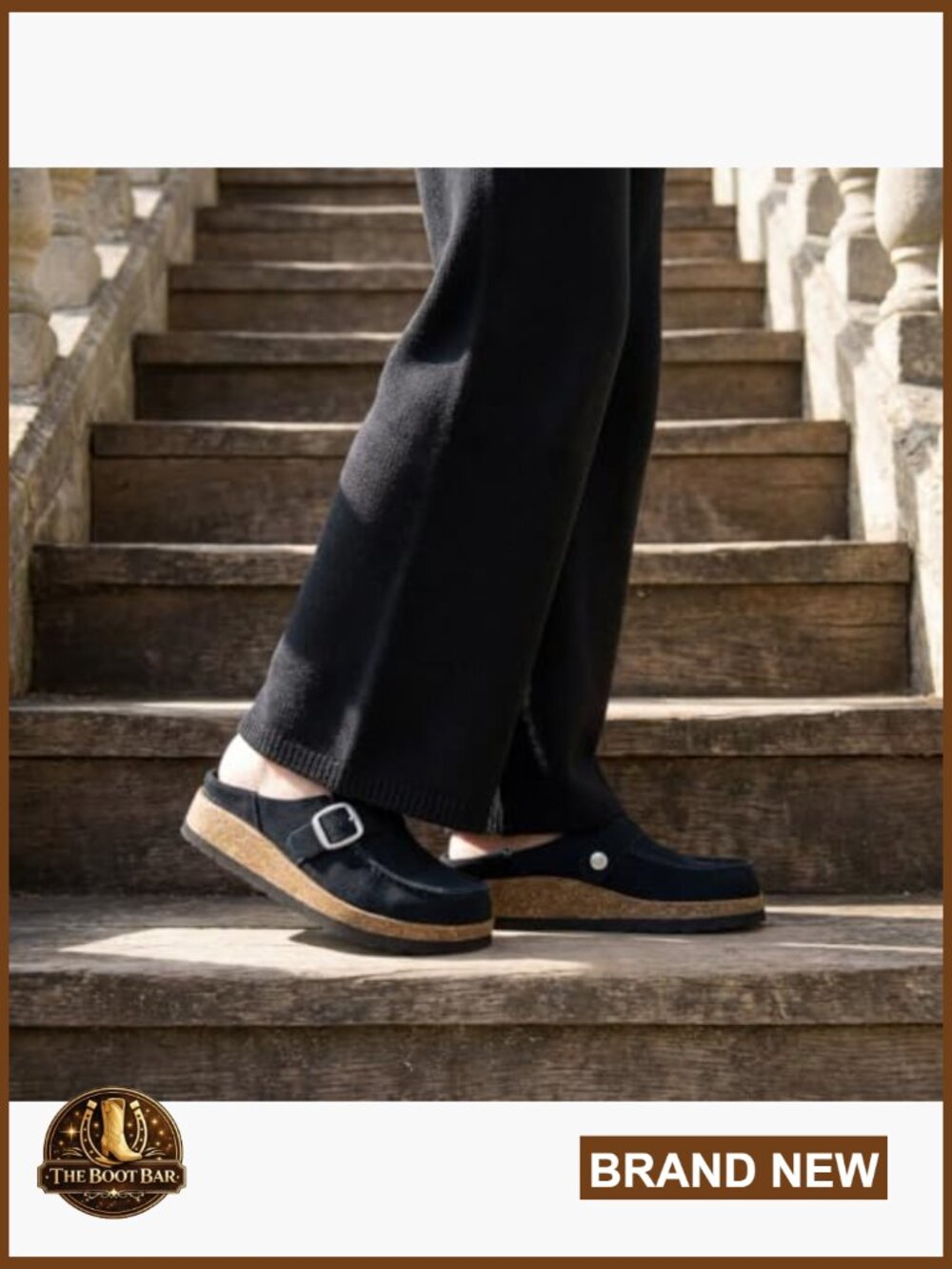 Genuine Leather Suede Mule Clogs with Buckle Strap Cork Footbed Supportive - Picture 5 of 7